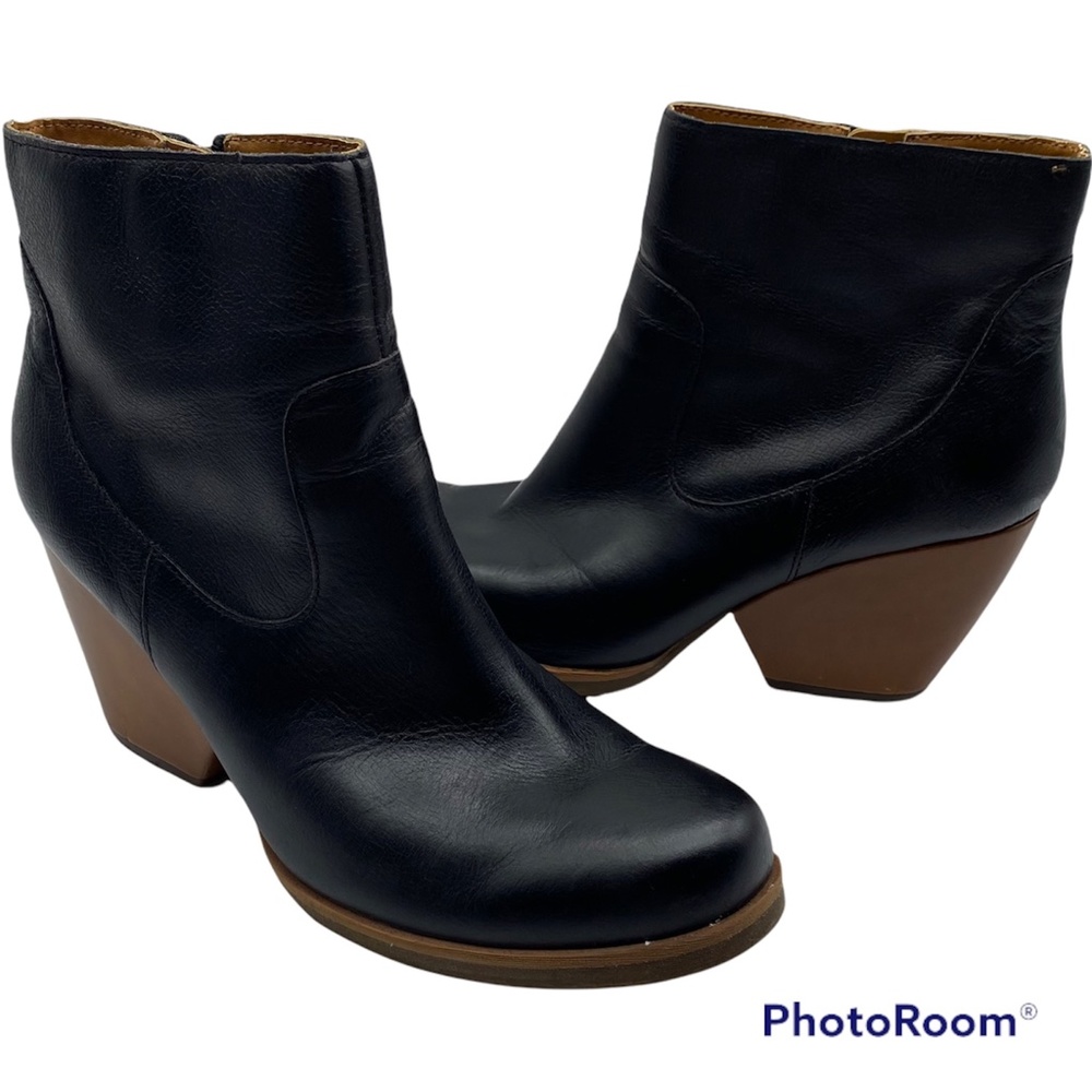 Korks by Kork-Ease Womens 11 Patrina Ankle Boots Bootie Black Leather Block Heel